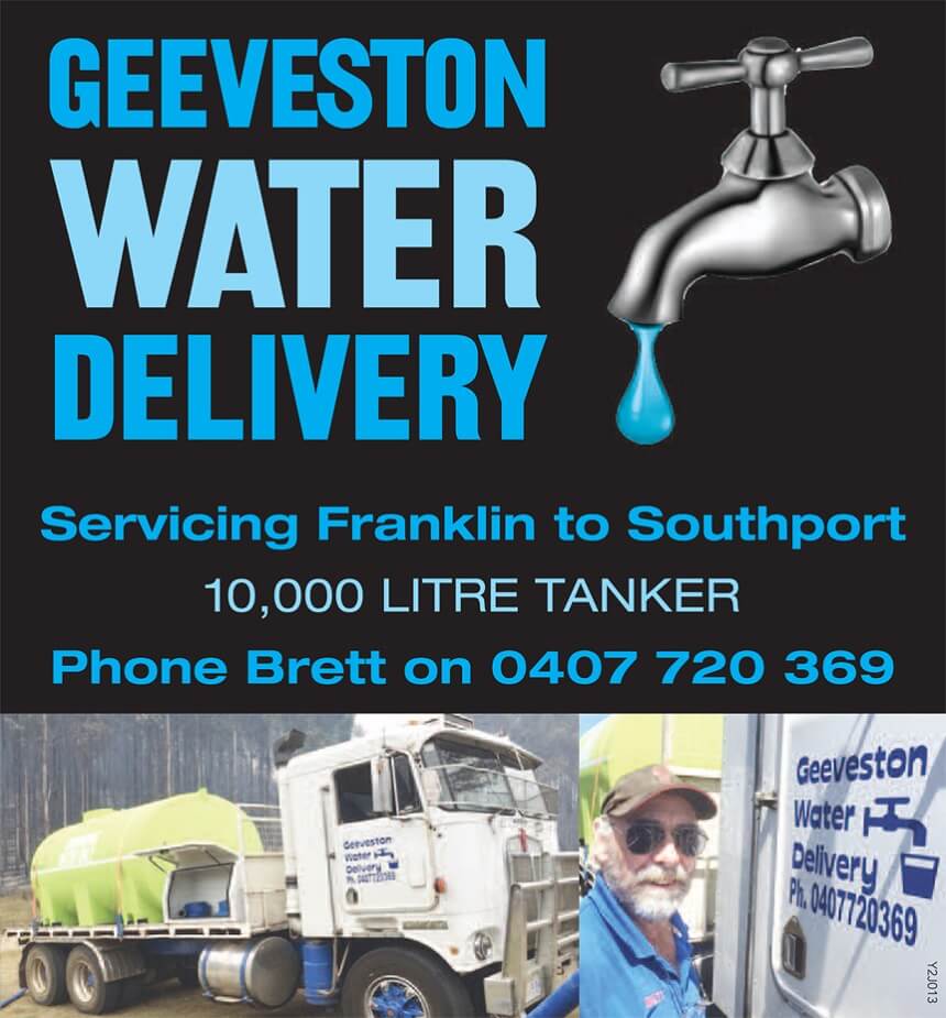 Servicing Franklin to Southport with water deliveries